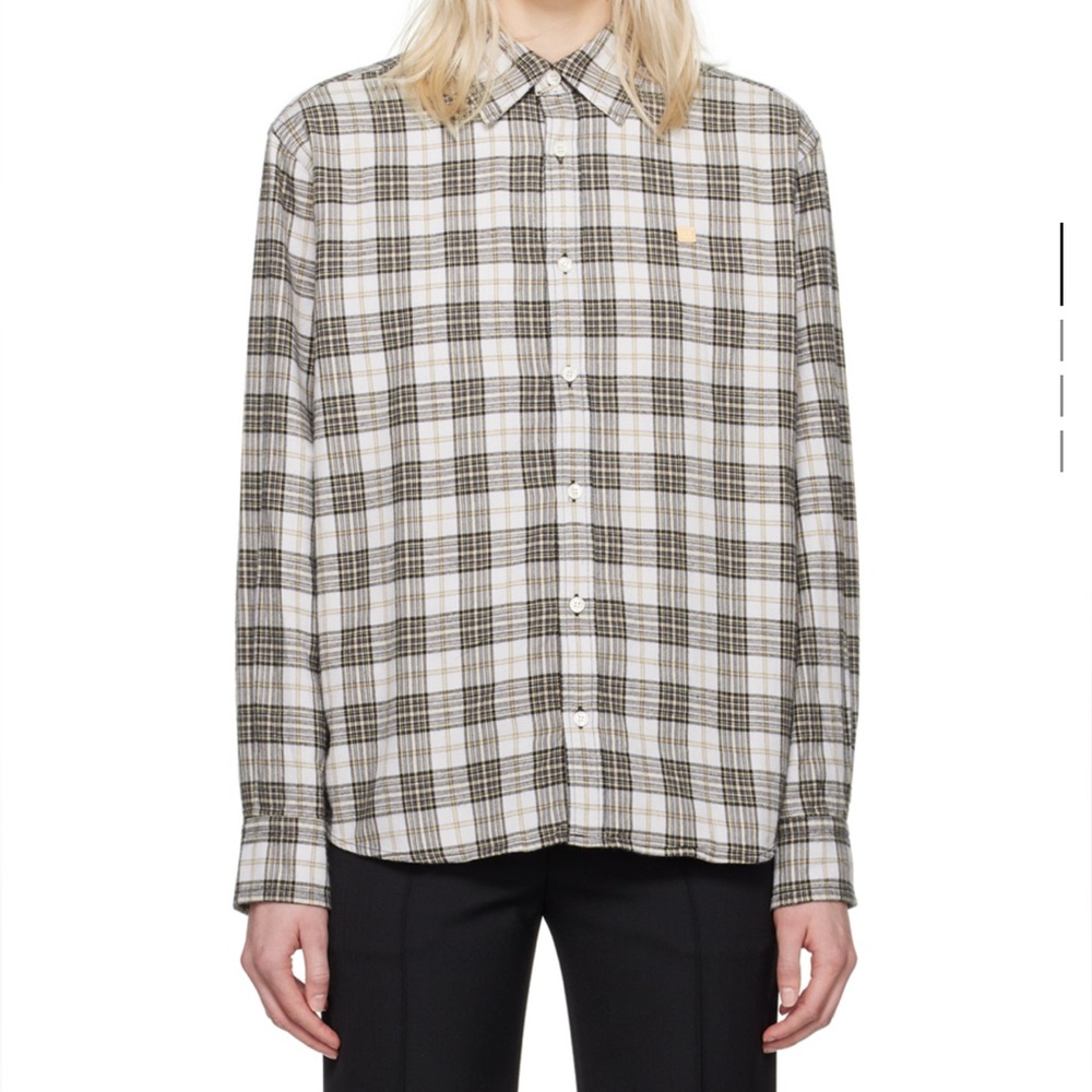 Acne Studios white and black flannel button up shirt - size XS